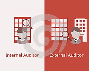 Internal auditor VS external auditor vector