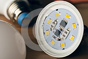 The internal circuit of a modern LED light bulb