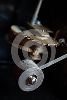 Internal clock mechanism close up