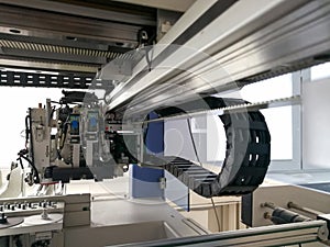 Inside electronic pick and place machine for PCB assembly