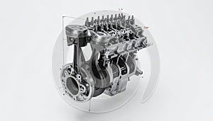 Internal Combustion Engine Components Isolated on White