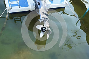 The internal combustion engine of the moored yacht