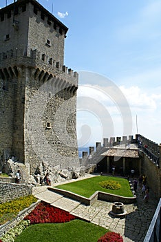 Internal courtyard of Castello della Guaita Guaita Castle in San Marino