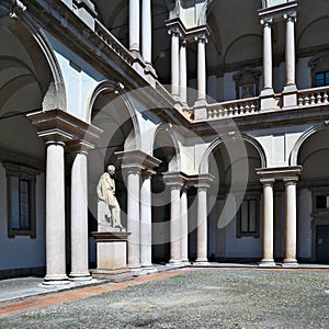 Internal courtyard view of Pinacoteca di Brera, Milan