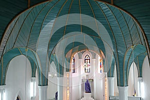 Internal dome of gulangyu catholic church in xiamen city, china