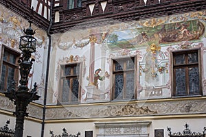 Internal garden of Peles castle in Romania