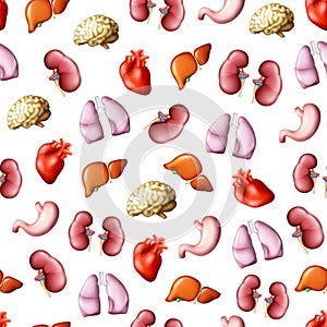 Internal human organs, seamless pattern