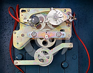 The internal mechanism of old meter