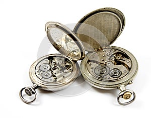 Internal mechanism of old watches isolated