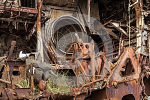 Internal parts of decommissioned marine ship