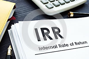 Internal Rate of Return IRR report on the table.