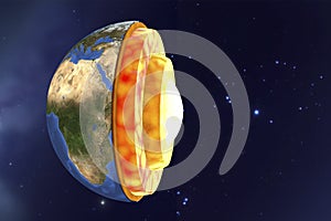 Structure of the Earth, 3D illustration
