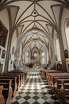 Internal view of the architecture of the church of Velturno in Val Isarco, Italy photo