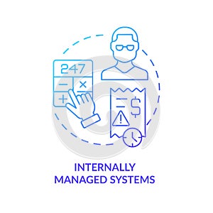 Internally managed systems blue gradient concept icon