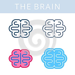 The internals icons. Brain and cerebrum vector outline symbols.