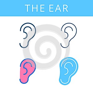 The internals icons. Ear and hearing vector outline symbols.