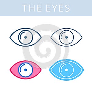 The internals icons. Eye and eyesight vector outline symbols.
