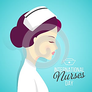 Internationak nurses day banner with woman nurses on blue background
