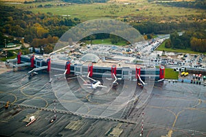 International airport aerial view at fall