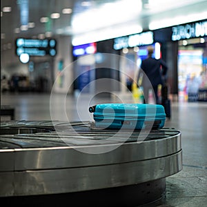 International airport, at the baggage claim zone