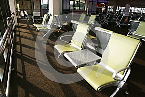 International airport and domestic airport interior building and empty passenger in low season.