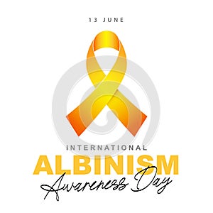 International Albinism Awareness Day. June 13th. Yellow ribbon - symbol of a rare non-contagious genetic inherited condition