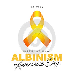 International Albinism Awareness Day. June 13th. Yellow ribbon - symbol of a rare non-contagious genetic inherited condition photo