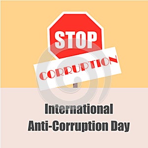 International Anti Corruption Day. Poster or Banner. Anti-corruption icon, logo, symbol, sign. Isolated Template on background. C
