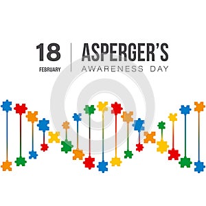 International Asperger`s awareness day concept with multicolored shape of  DNA with puzzle