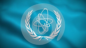 International Atomic Energy Agency (IAEA) flag waving animation, perfect looping, 4K video background, official colors