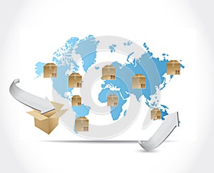 International box shipping illustration design