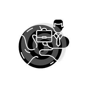 International business black icon, vector sign on isolated background. International business concept symbol