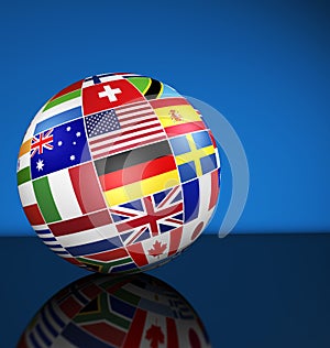 International Business Globe World Flags Concept