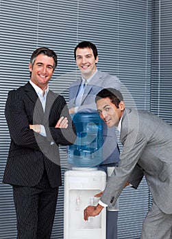 International business people at water cooler