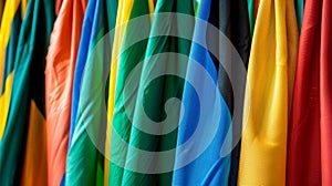 International business representation array of various country flags displayed in a row
