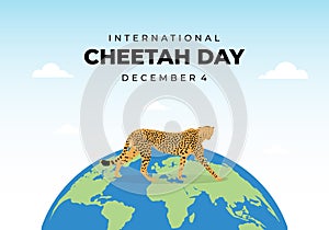 International cheetah day background celebrated on december 4th