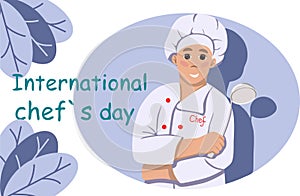 International chef day. Chef. Restaurant concept. Stock vector illustration. Vector character