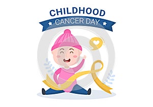 International Childhood Cancer Day Hand Drawn Cartoon Illustration on February 15 for Raising Funds, Promoting the Prevention