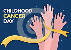 International Childhood Cancer Day Hand Drawn Cartoon Illustration on February 15 for Raising Funds, Promoting the Prevention