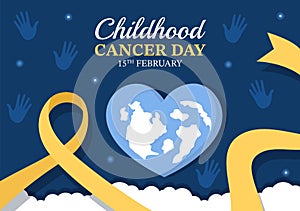 International Childhood Cancer Day Hand Drawn Cartoon Illustration on February 15 for Raising Funds, Promoting the Prevention