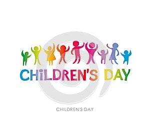International Children`s Day. Bright multicolored flat design of social logo.
