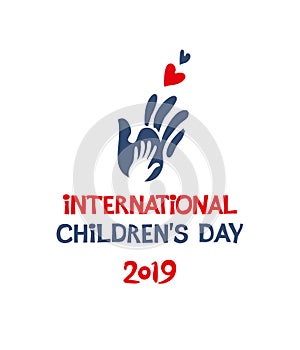 International Children`s Day. 2019. Silhouette flat design of social logo.