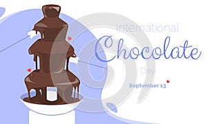 International chocolate day - September 13 - horizontal banner template with delicious chocolate dessert