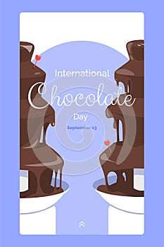 International chocolate day - September 13 - social media story template with delicious chocolate dessert