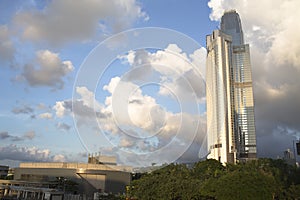 International Commerce Centre in the evening,  view from Hong Kong island