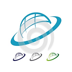international corporate business technology industries global globe logo design vector illustrations