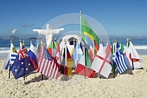 International Country Flags Cristo Soccer Football Rio Brazil