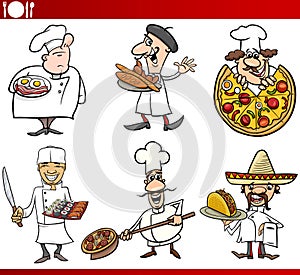 International cuisine chefs cartoons