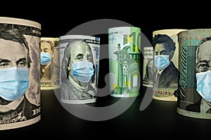 International currency money face mask concept of coronavirus disease COVID-19