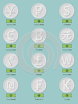 International currency symbol in flat design. Vector .